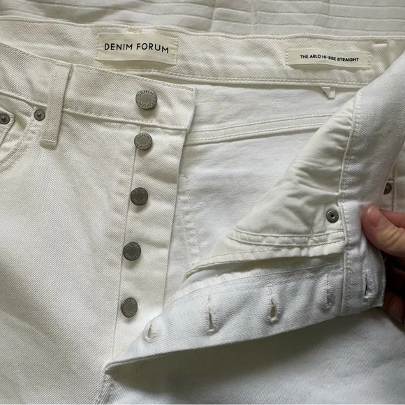 NWOT Denim Forum Arlo High Rise Straight Jeans White size 32 - Picture 8 of 13